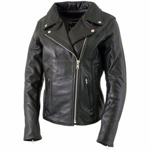 NWT Women's Black Leather Braided Jacket